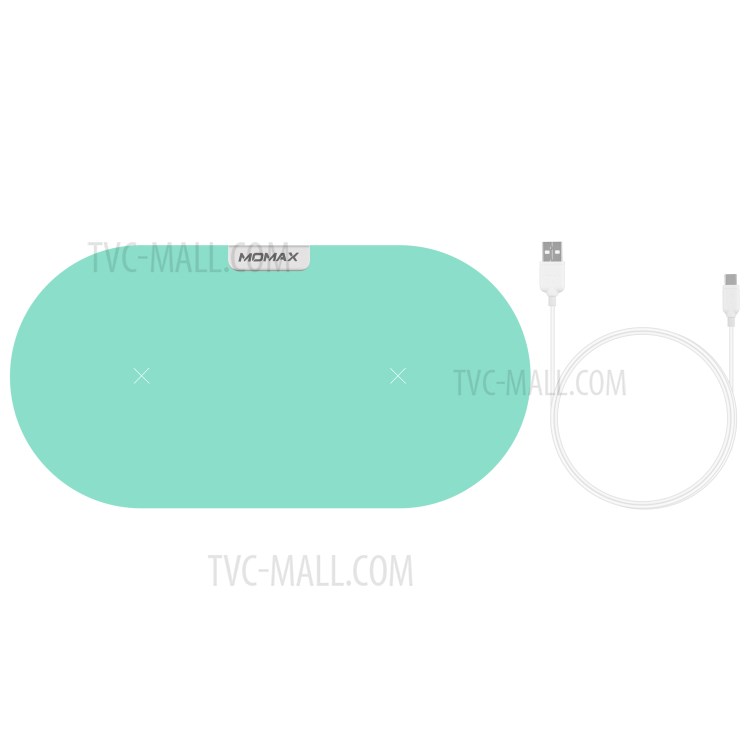 MOMAX Q. Pad Dual Quick Charge Qi Wireless Charging Mat for iPhone X/8/8 Plus, Samsung Note S9 - Cyan-10