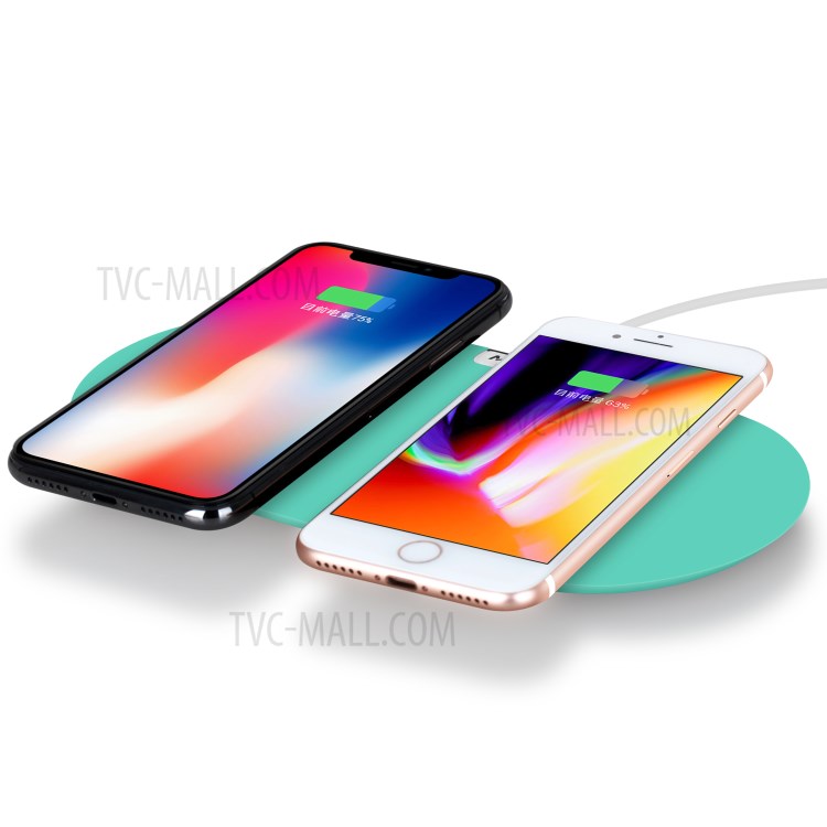 MOMAX Q. Pad Dual Quick Charge Qi Wireless Charging Mat for iPhone X/8/8 Plus, Samsung Note S9 - Cyan-11