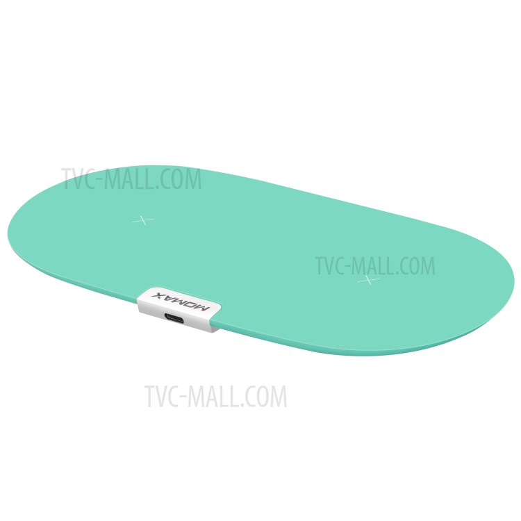 MOMAX Q. Pad Dual Quick Charge Qi Wireless Charging Mat for iPhone X/8/8 Plus, Samsung Note S9 - Cyan-8