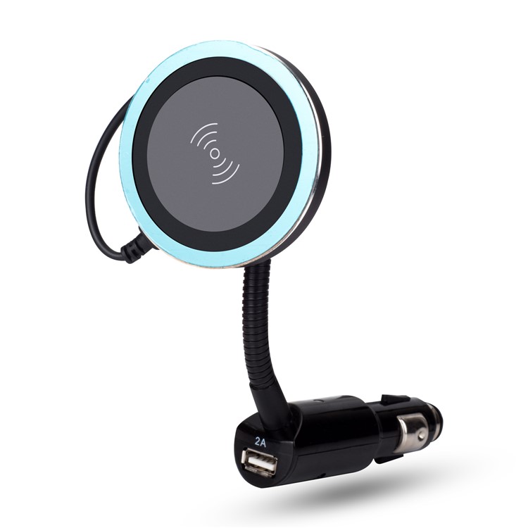 WH-10A 360 Degree Rotating Magnet Qi Wireless Charger 2A USB Car Charger for iPhone Samsung etc.-4