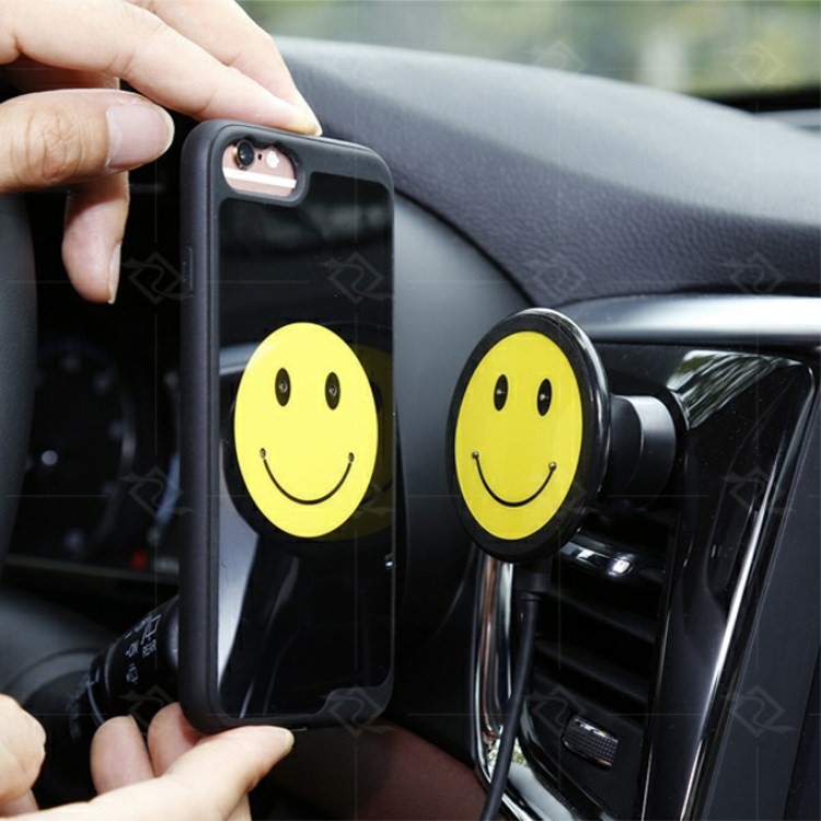 Smile Face Qi Wireless Magnetic Charging Pad + Phone Case + Desktop Stand + Car Air Vent Mount for iPhone 8 Plus/7 Plus/6s Plus/6 Plus - Black-1