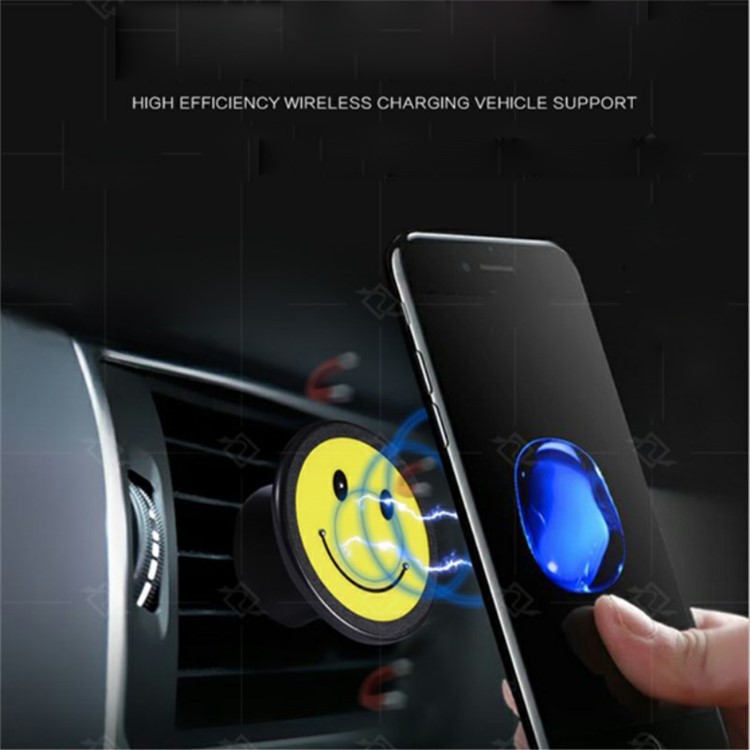 Smile Face Qi Wireless Magnetic Charging Pad + Phone Case + Desktop Stand + Car Air Vent Mount for iPhone 8 Plus/7 Plus/6s Plus/6 Plus - Black-2