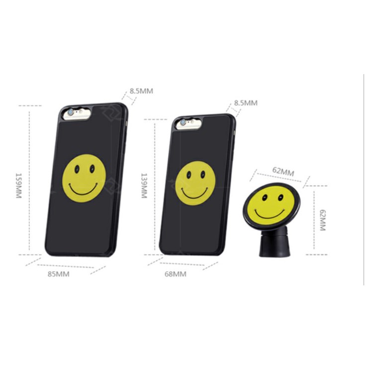 Smile Face Qi Wireless Magnetic Charging Pad + Phone Case + Desktop Stand + Car Air Vent Mount for iPhone 8 Plus/7 Plus/6s Plus/6 Plus - Black-3