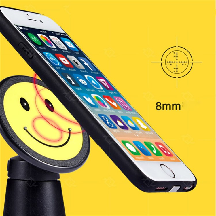 Smile Face Qi Wireless Magnetic Charging Pad + Phone Case + Desktop Stand + Car Air Vent Mount for iPhone 8 Plus/7 Plus/6s Plus/6 Plus - Black-4