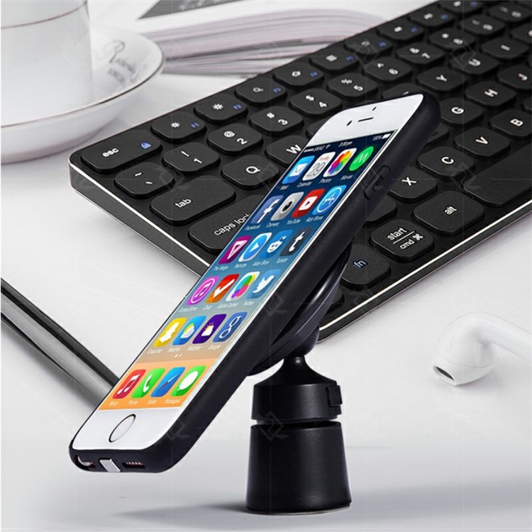 Smile Face Qi Wireless Magnetic Charging Pad + Phone Case + Desktop Stand + Car Air Vent Mount for iPhone 8 Plus/7 Plus/6s Plus/6 Plus - Black-7