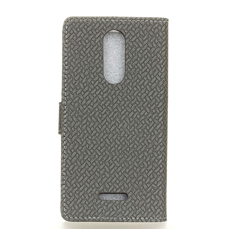 Woven Texture Wallet Stand Leather Phone Cover for Alcatel 3C - Grey-2