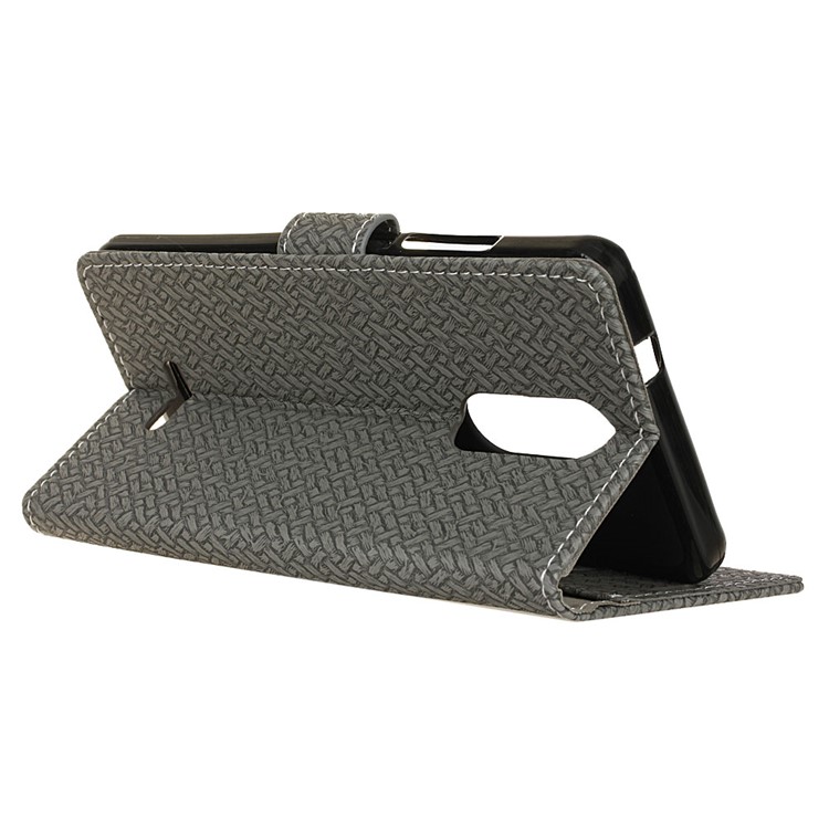 Woven Texture Wallet Stand Leather Phone Cover for Alcatel 3C - Grey-4