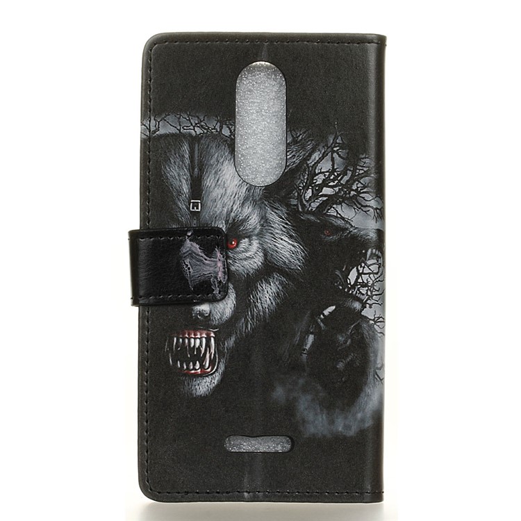 Pattern Printing Stand Leather Wallet Mobile Case for Alcatel 3C - Fierce Wolf-3