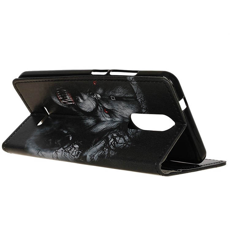 Pattern Printing Stand Leather Wallet Mobile Case for Alcatel 3C - Fierce Wolf-7