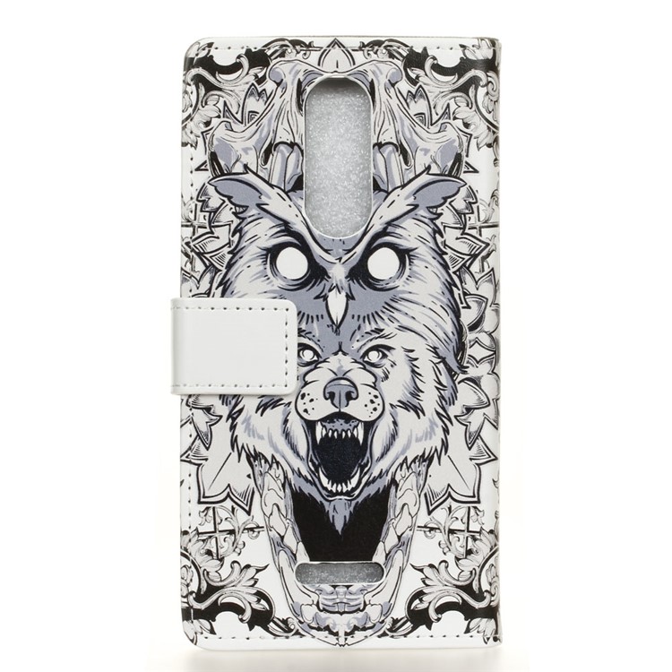 Pattern Printing Stand Leather Wallet Mobile Cover for Alcatel 3C - Abstract Owl-2