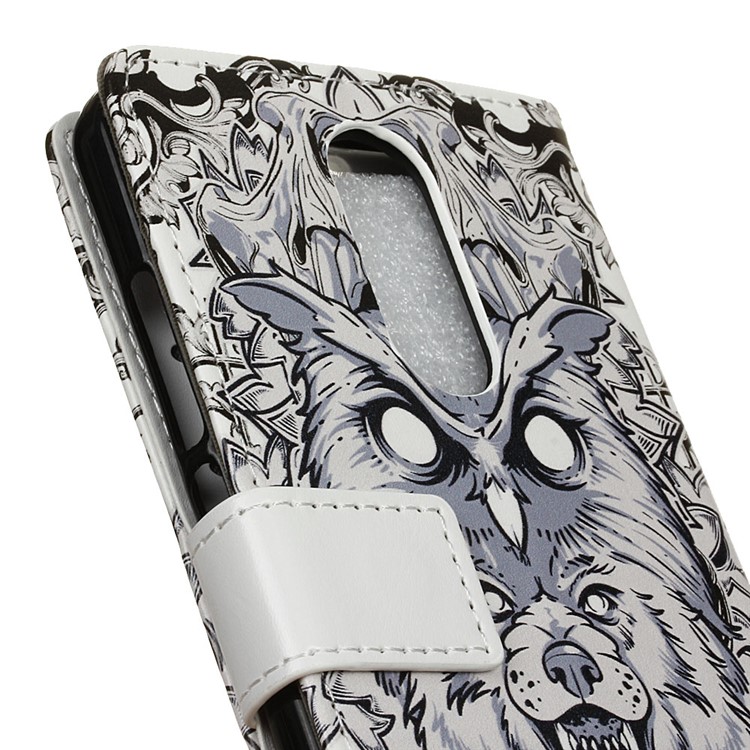 Pattern Printing Stand Leather Wallet Mobile Cover for Alcatel 3C - Abstract Owl-3