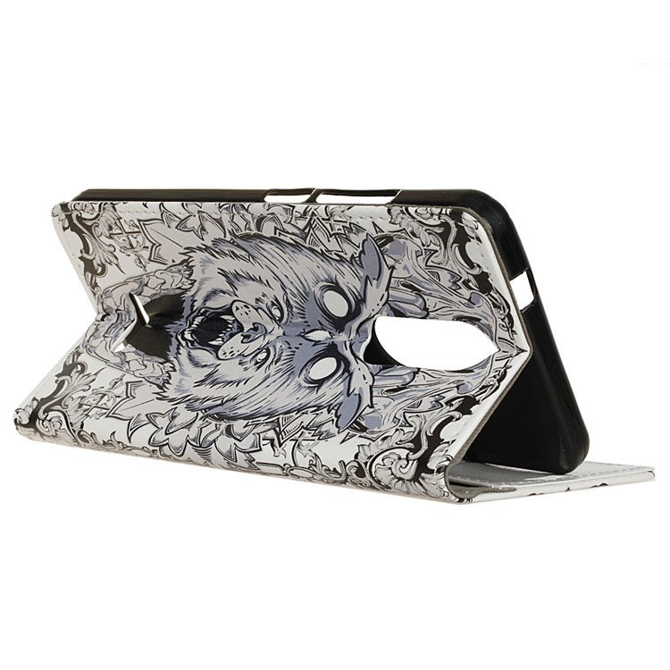 Pattern Printing Stand Leather Wallet Mobile Cover for Alcatel 3C - Abstract Owl-4