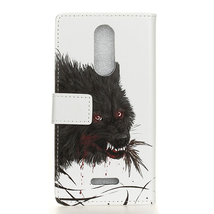 Pattern Printing Stand Leather Wallet Mobile Shell for Alcatel 3C - Bloody Wolf-2