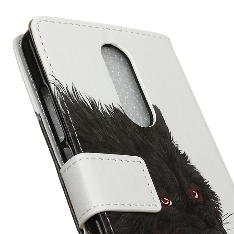 Pattern Printing Stand Leather Wallet Mobile Shell for Alcatel 3C - Bloody Wolf-3