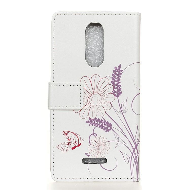 Pattern Printing Stand Leather Wallet Mobile Casing for Alcatel 3C - Butterfly and Flower-2