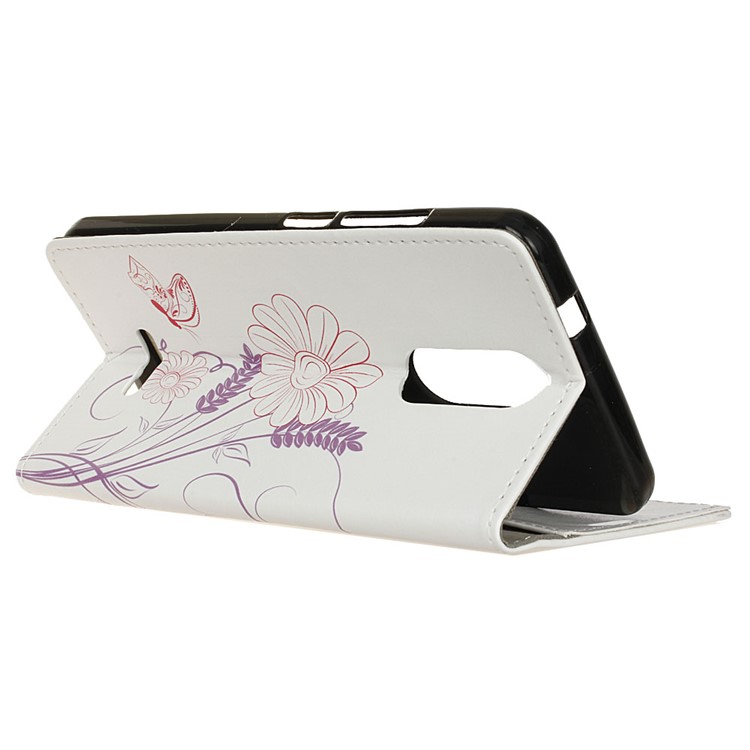Pattern Printing Stand Leather Wallet Mobile Casing for Alcatel 3C - Butterfly and Flower-4