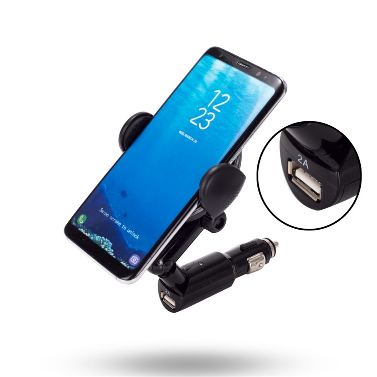 WH-11A 360 Degree Rotating Qi Wireless Charger 2A USB Car Charger for iPhone Samsung etc.-7