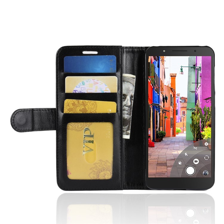 Crazy Horse Texture Wallet Stand Leather Phone Case for Alcatel 1C - Black-6