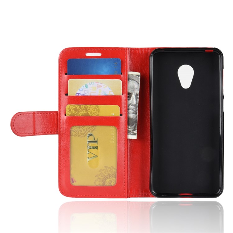 Crazy Horse Texture Wallet Stand Leather Phone Shell for Alcatel 1C - Red-5