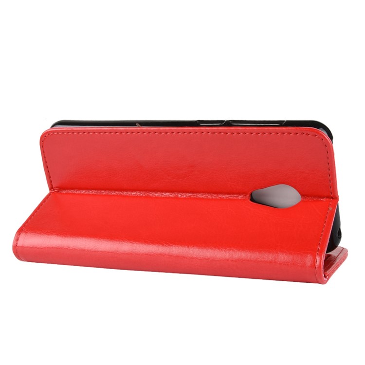 Crazy Horse Texture Wallet Stand Leather Phone Shell for Alcatel 1C - Red-7