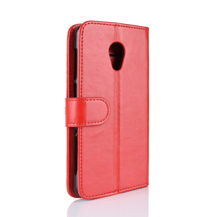 Crazy Horse Texture Wallet Stand Leather Phone Shell for Alcatel 1C - Red-8