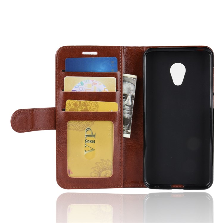 Crazy Horse Texture Wallet Stand Leather Mobile Casing for Alcatel 1C - Brown-5