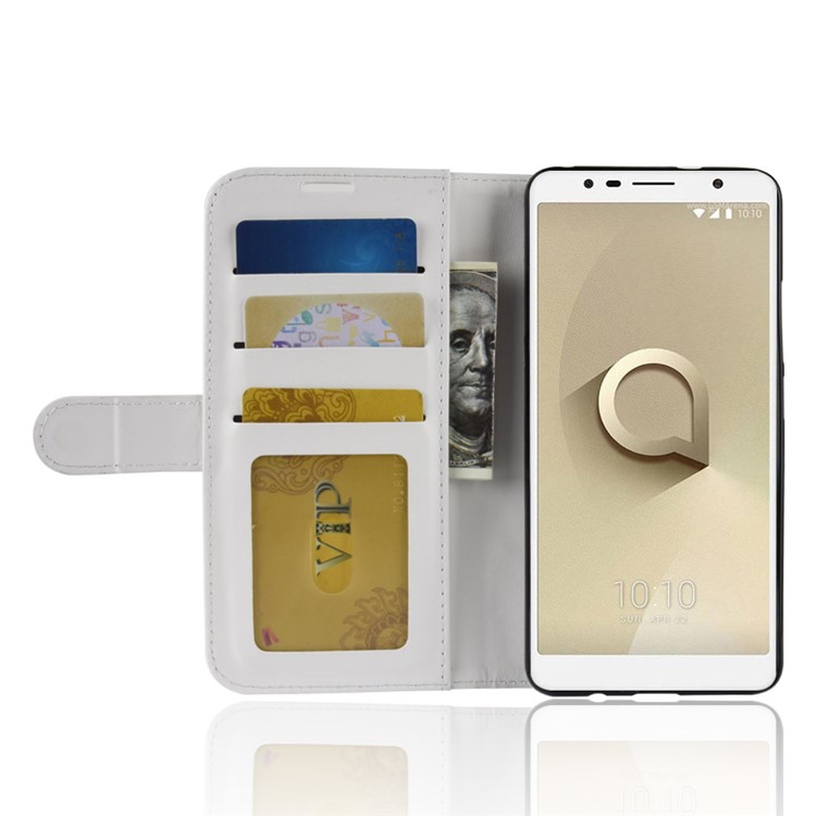 Crazy Horse Texture Wallet Stand Leather Phone Cover for Alcatel 3C - White-5