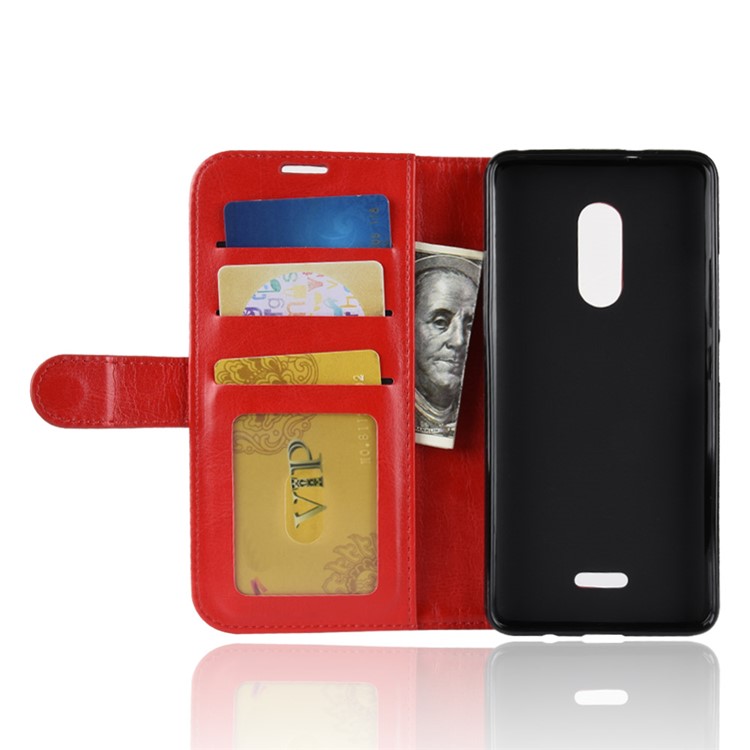 Crazy Horse Texture Wallet Stand Leather Phone Shell for Alcatel 3C - Red-6