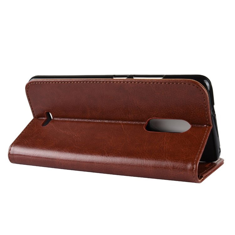 Crazy Horse Texture Wallet Stand Leather Mobile Casing for Alcatel 3C - Brown-5