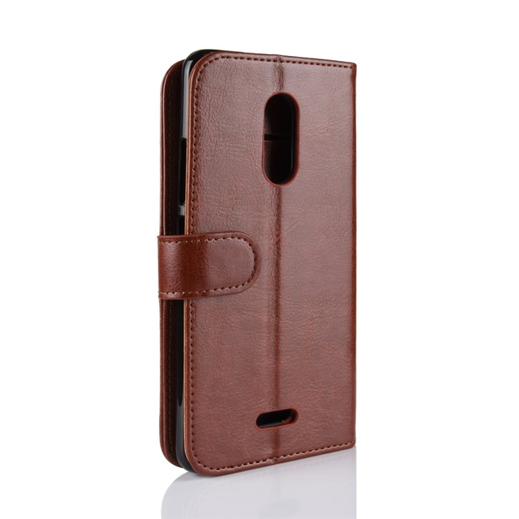 Crazy Horse Texture Wallet Stand Leather Mobile Casing for Alcatel 3C - Brown-6