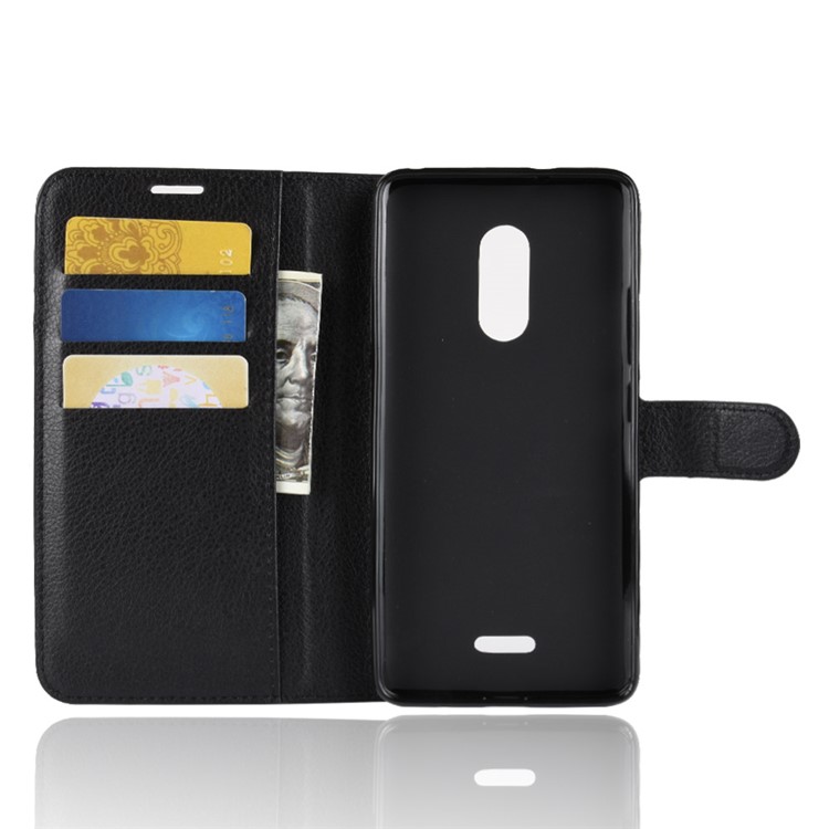 Litchi Texture Wallet Stand Leather Case for Alcatel 3C - Black-3