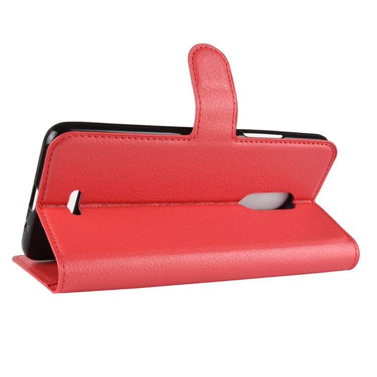 Litchi Texture Wallet Stand Leather Shell for Alcatel 3C - Red-9