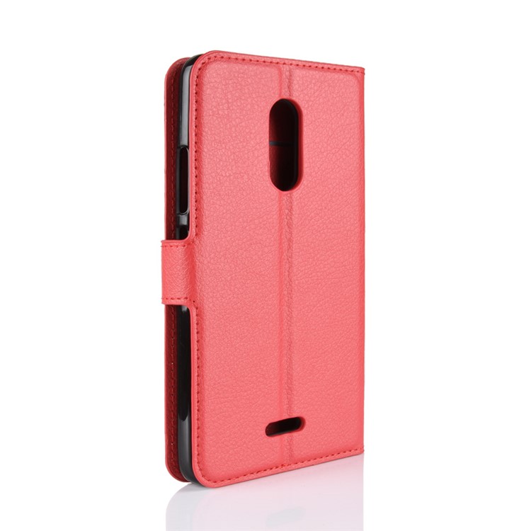 Litchi Texture Wallet Stand Leather Shell for Alcatel 3C - Red-11