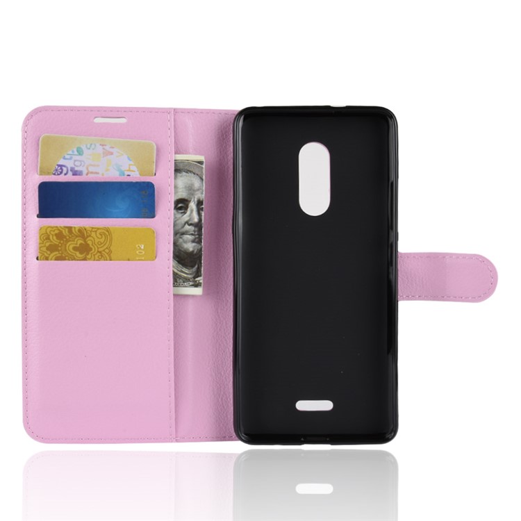 Litchi Texture Wallet Stand Leather Mobile Cover for Alcatel 3C - Pink-5