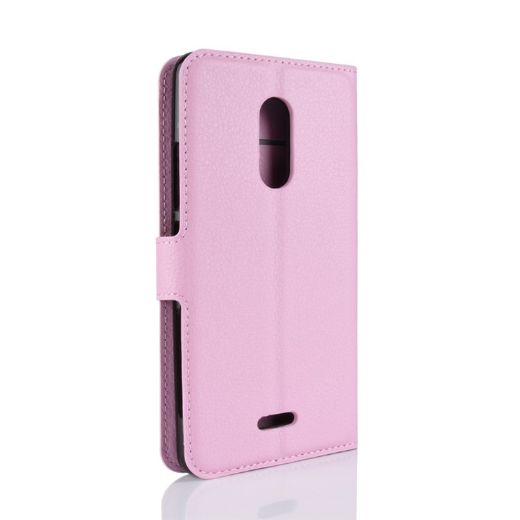 Litchi Texture Wallet Stand Leather Mobile Cover for Alcatel 3C - Pink-11
