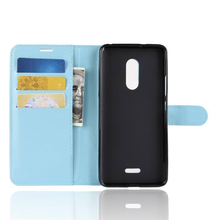 Litchi Texture Wallet Stand Leather Case Accessory for Alcatel 3C - Blue-5