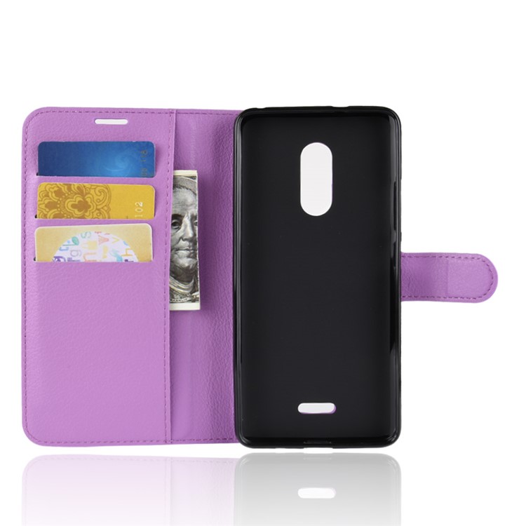 Litchi Texture Wallet Stand Leather Mobile Casing for Alcatel 3C - Purple-5