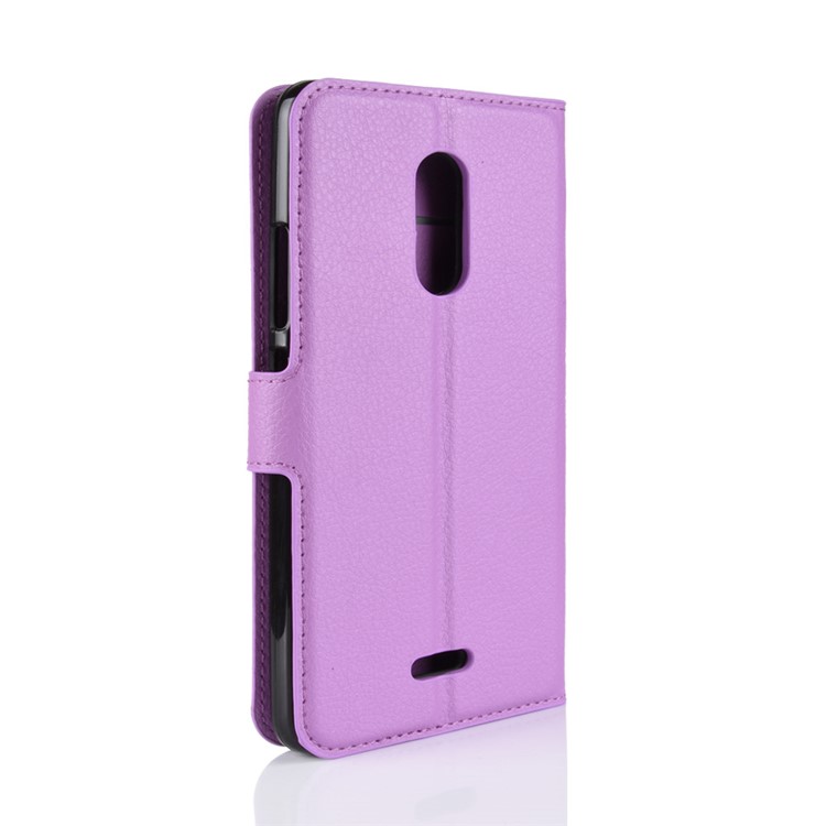 Litchi Texture Wallet Stand Leather Mobile Casing for Alcatel 3C - Purple-11
