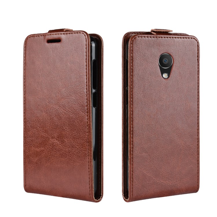 Crazy Horse Vertical Flip Card Holder Leather Phone Cover for Alcatel 1C - Brown-2