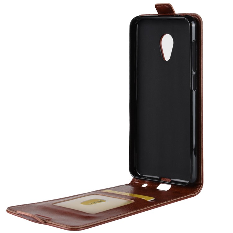Crazy Horse Vertical Flip Card Holder Leather Phone Cover for Alcatel 1C - Brown-9