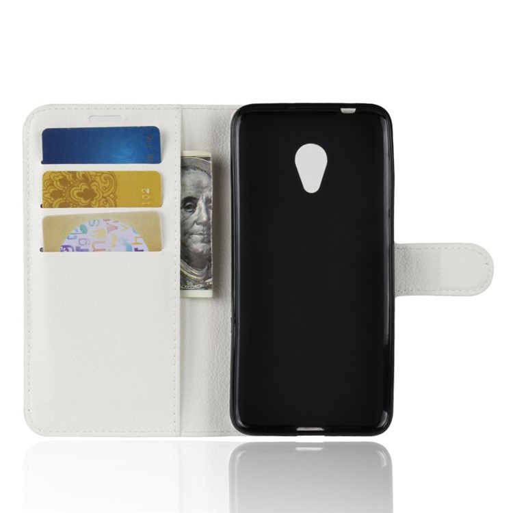 Litchi Texture Wallet Stand Leather Flip Cover for Alcatel 1X - White-5