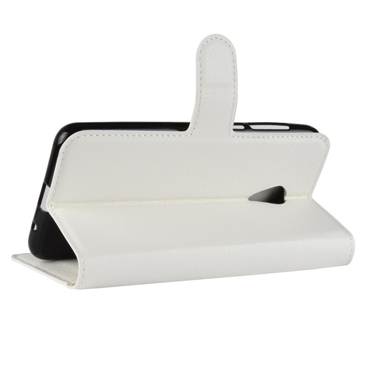 Litchi Texture Wallet Stand Leather Flip Cover for Alcatel 1X - White-9