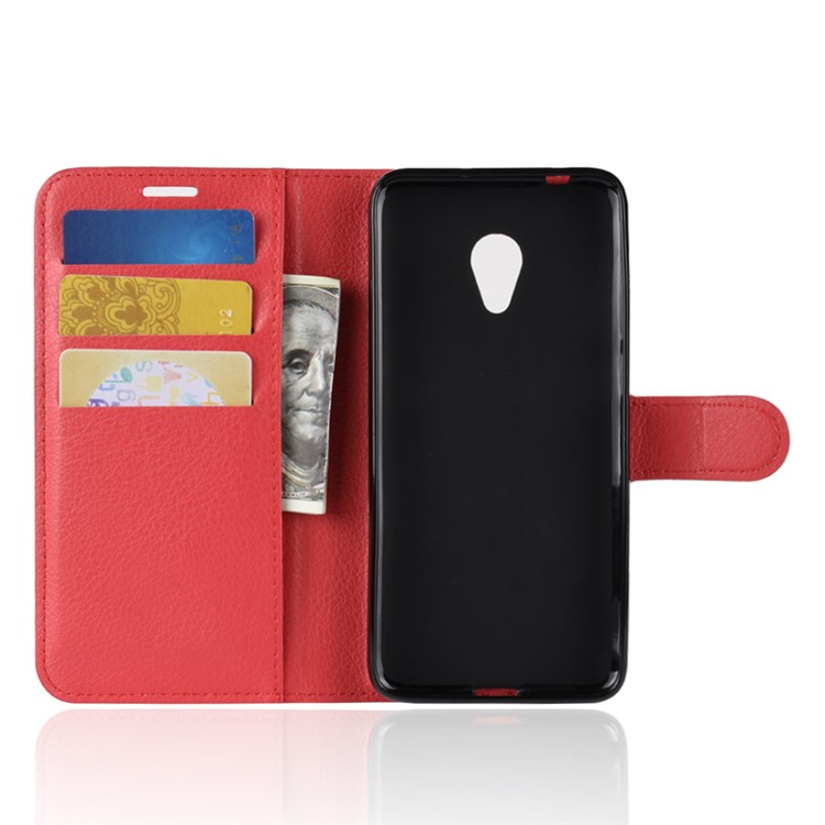 Litchi Texture Wallet Stand Leather Flip Shell for Alcatel 1X - Red-5