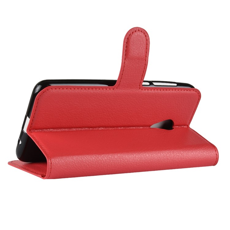 Litchi Texture Wallet Stand Leather Flip Shell for Alcatel 1X - Red-9
