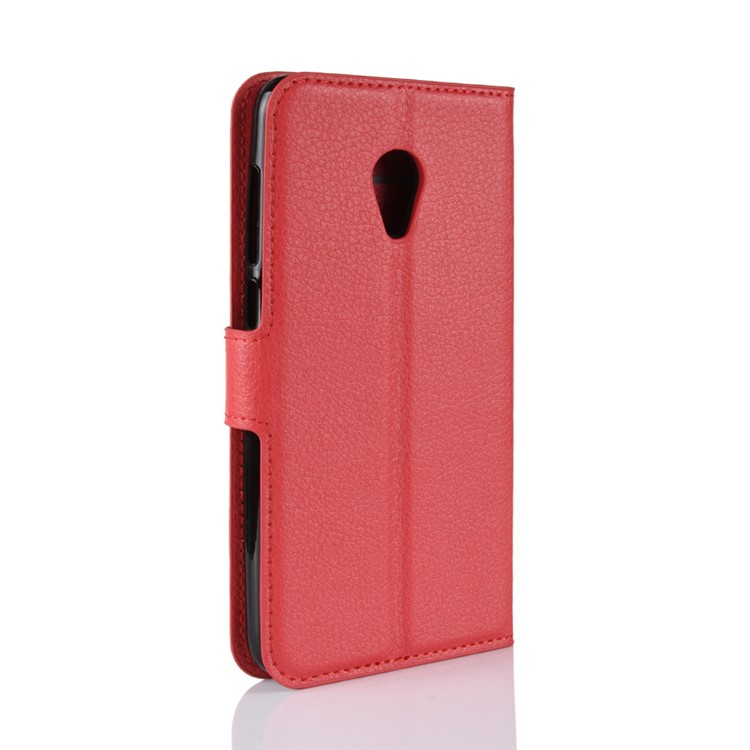 Litchi Texture Wallet Stand Leather Flip Shell for Alcatel 1X - Red-11