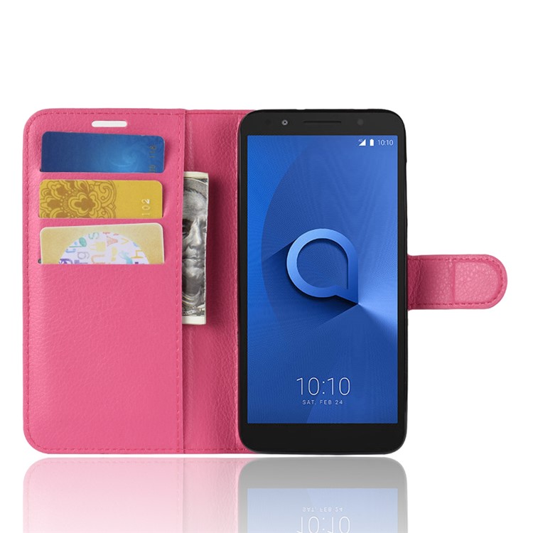 Litchi Texture Wallet Stand Leather Flip Casing for Alcatel 1X - Rose-7