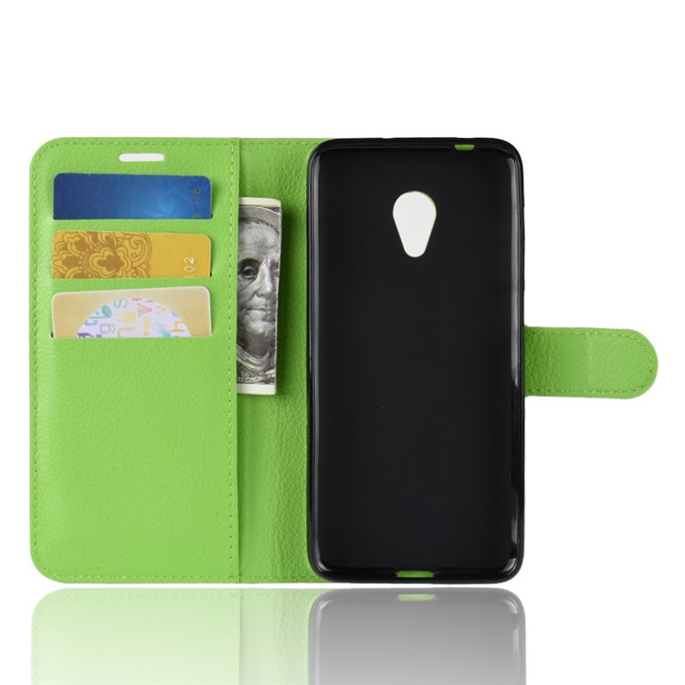 Litchi Texture Wallet Stand Leather Flip Cell Phone Case for Alcatel 1X - Green-5
