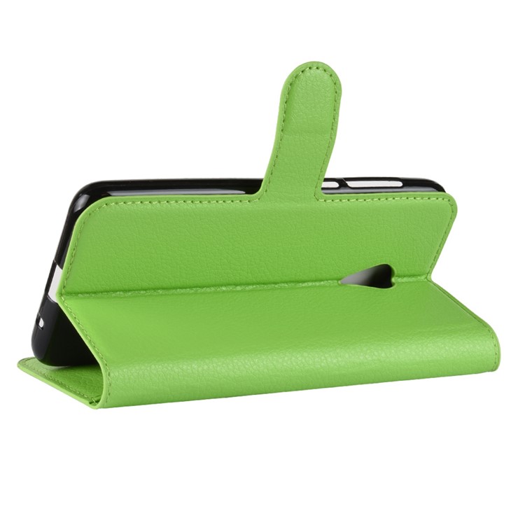 Litchi Texture Wallet Stand Leather Flip Cell Phone Case for Alcatel 1X - Green-9