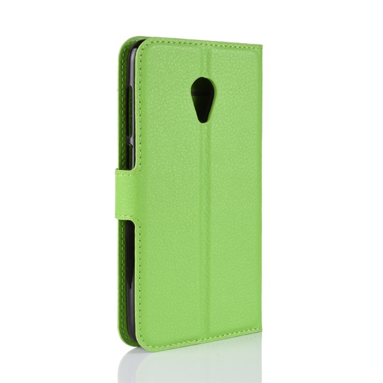 Litchi Texture Wallet Stand Leather Flip Cell Phone Case for Alcatel 1X - Green-11