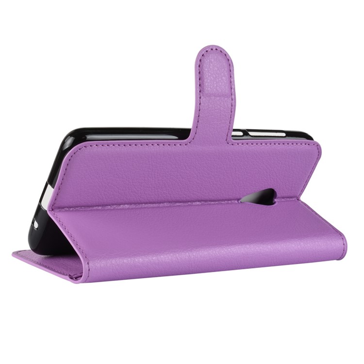 Litchi Texture Wallet Stand Leather Flip Mobile Phone Cover for Alcatel 1X - Purple-9